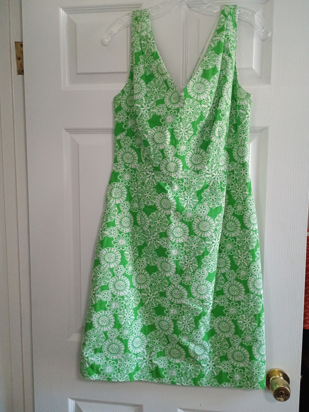 Lilly Pulitzer Bright Green and White Floral V-Neck Dress